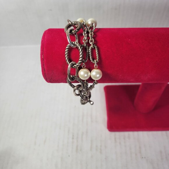 Premier Design Silver-Tone Chain  Faux Pearls Elegant  Necklace & Bracelet Set - Picture 3 of 6